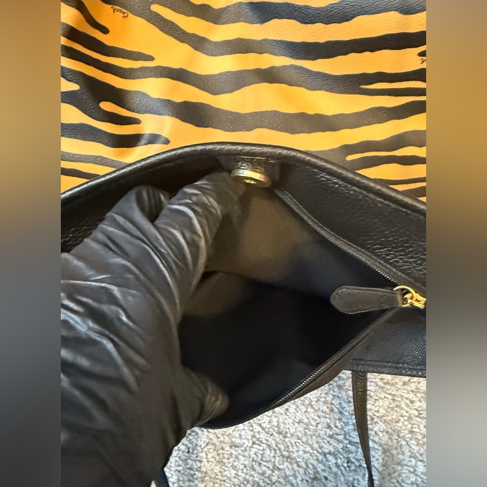 COACH Tiger Print Leather Tote Bag in Yellow and Black - Picture 6 of 12